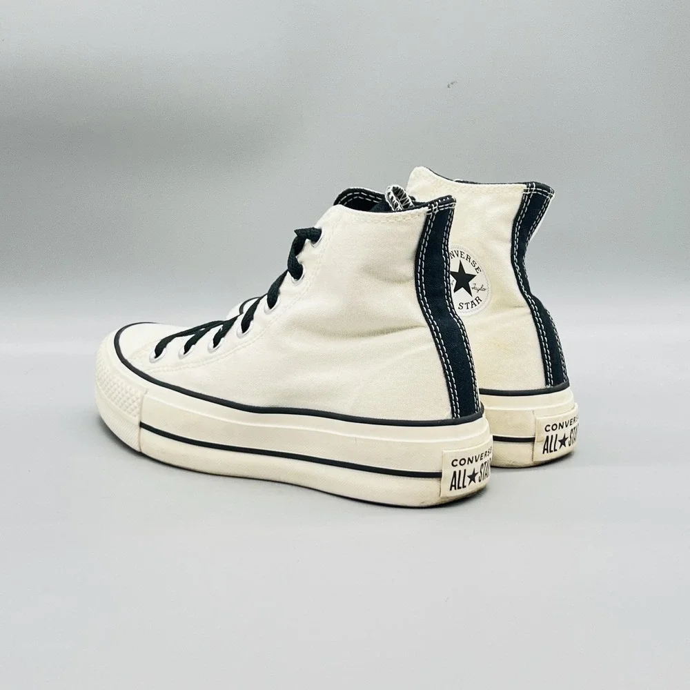 Converse High Top Sneakers Girls 4 White Platform Canvas Chuck Taylor All Star